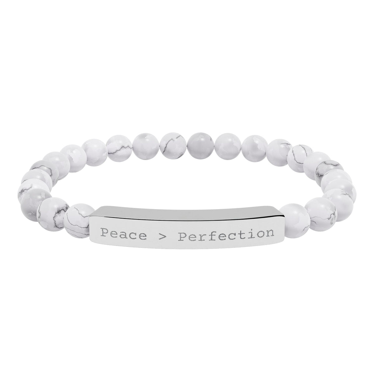 Natural Stone Stretch Bar Bracelet (Engraving)
